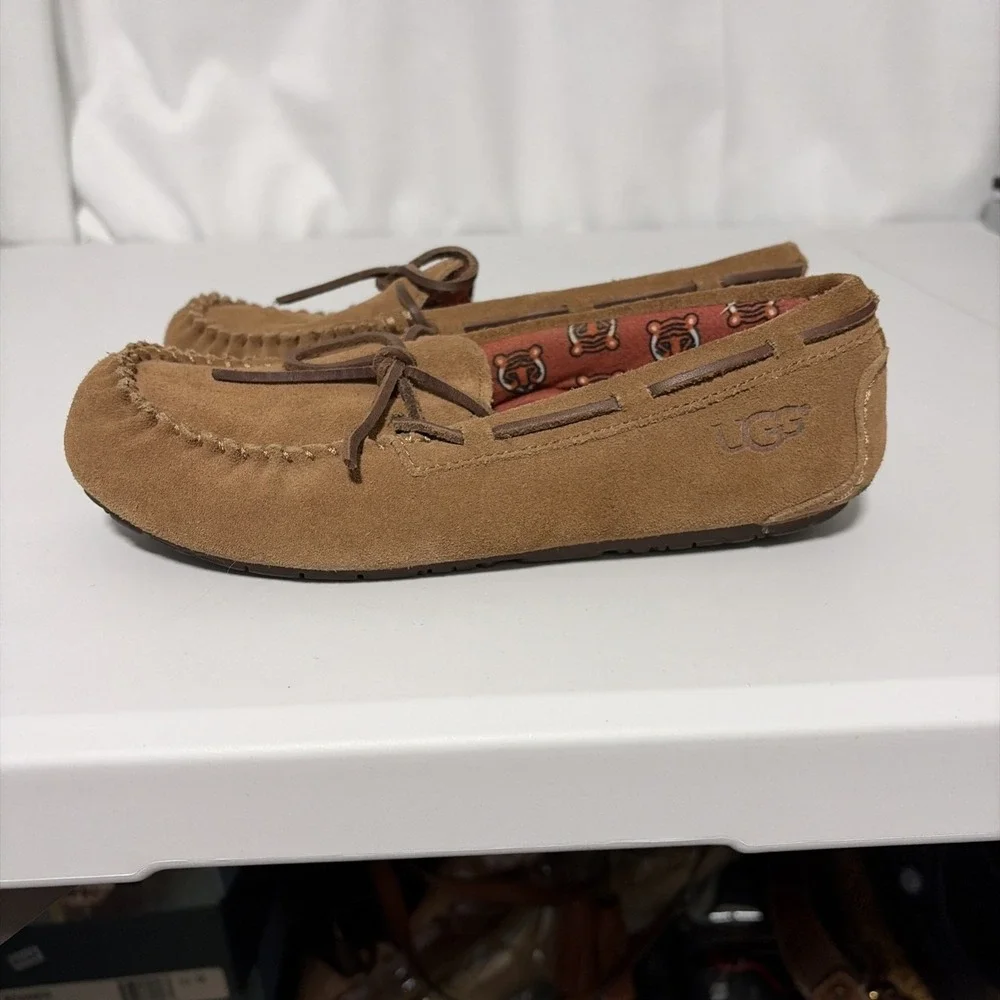 UGG Kid Ryder Jungle Moccasin Slippers 1005160K Brown Suede Youth Size 3